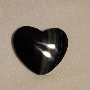 Polished Black & Gray Striped Heart Pendant